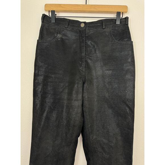 Vintage Paolo Santini Black Leather Pants | Size 8 High Rise - Picture 4 of 10